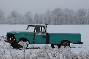 Classic truck in snow 