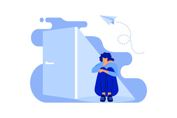 support concept for those who are under stress, young woman in a state of depression, confused situation, support is an opportunity and a chance