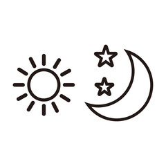 Sun and moon icon isolated on white background. Day and night. 