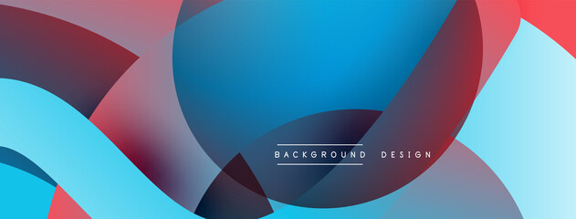 Abstract overlapping lines and circles geometric background with gradient colors