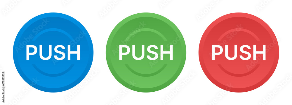 Aufkleber Push button icon set in colorful design.