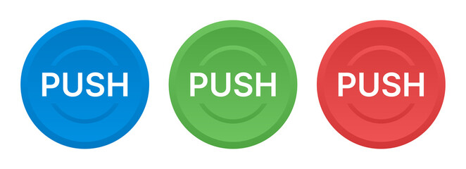 Push button icon set in colorful design.