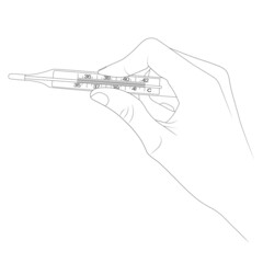 Medical thermometer vector sketch. Instrument of temperature measurement.