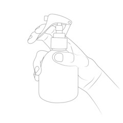 Spraying spray from a bottle sketch