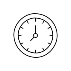 Clock Icon  in black line style icon, style isolated on white background