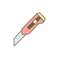 Cutter Knife Icon in color icon, isolated on white background 