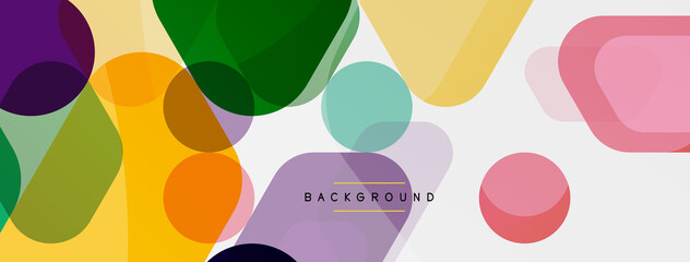 Color bubbles and rounded geometric shapes on white. Vector geometric minimal abstract background for wallpaper, banner, background, landing page