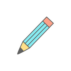 Pencil Icon in color icon, isolated on white background 
