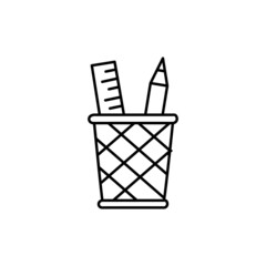 Pencil Stand Icon  in black line style icon, style isolated on white background