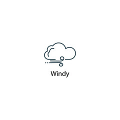 Windy icon thin line stock illustration.. Weather forecast line icon, isolated on white background, weather stroked symbol. 