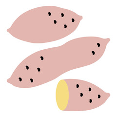 シンプルなさつまいも　イラストセット