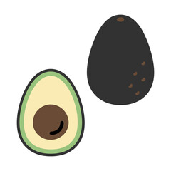 シンプルなアボカド　イラストセット