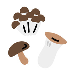 シンプルなきのこ　イラストセット