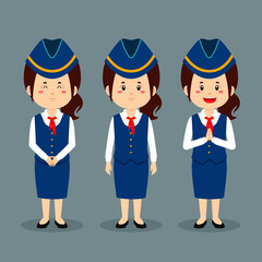 Stewardess Character with Various Expression