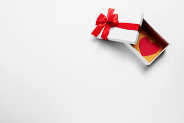 Heart and gift box with a white background