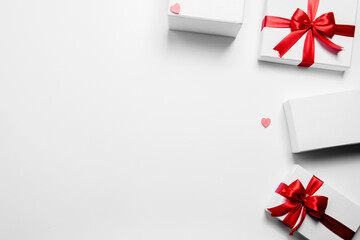 Heart and gift box with a white background