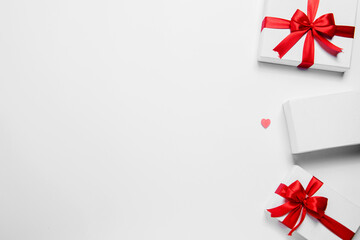 Heart and gift box with a white background