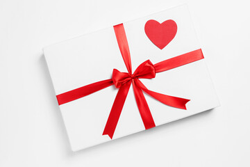 Heart and gift box with a white background
