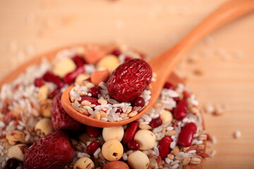 Cereal grains , seeds, beans, Lotus seeds and red dates