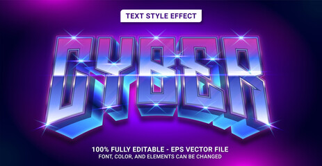 Text Style with Cyber Theme. Editable Text Style Effect.