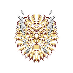 lion head color vector illustration