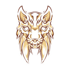 lynx cat head color vector illustration