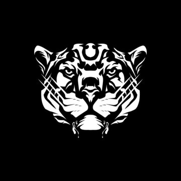 tigerl head black white illustration