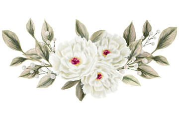 Spring flowers. Isolated botanical border for design of invitations, greeting cards. Composition of pink and white wildflowers.