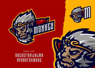 illustration vector graphic of Monkey King mascot logo perfect for sport and e-sport team