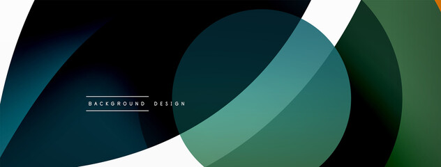 Obraz premium Abstract background with color geometric shapes. Beautiful minimal backdrop with round shapes circles and lines. Geometrical design. Vector illustration