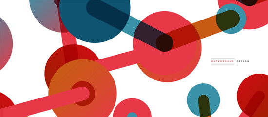 Line points connections geometric abstract background. Circles connected by lines. Trendy techno business template for wallpaper, banner, background or landing