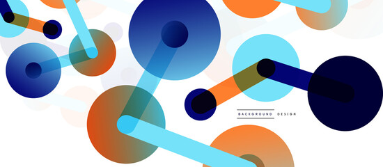 Line points connections geometric abstract background. Circles connected by lines. Trendy techno business template for wallpaper, banner, background or landing