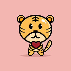 cute tiger icon character mascot.