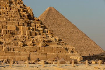 Close-up of the Great Pyramid stone bricks, Egypt