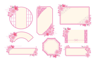 春　桜　花びら　フレーム枠
