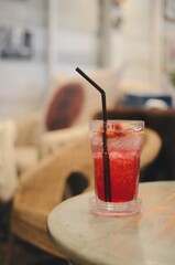 strawberry cocktail on the table