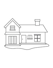 Modern House Coloring Book Page Design