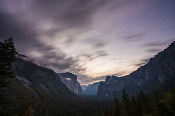 yosemite national park at  sunset with cloudy sky,yosemite national park,ca,usa.