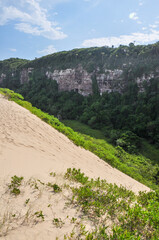 View of the Morro dos Conventos with dunes around in Araranguá , Brazil 