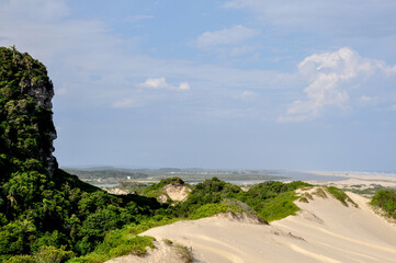 View of the Morro dos Conventos with dunes around in Araranguá , Brazil 