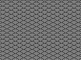 青海波　シームレスな和柄の背景のベクターイラスト