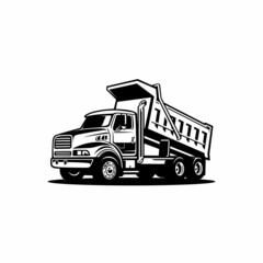 Fototapeta na wymiar dump truck. trucking premium logo vector . monochrome