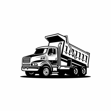 dump truck. trucking premium logo vector . monochrome