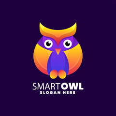Vector Logo Illustration Owl Gradient Colorful Style.