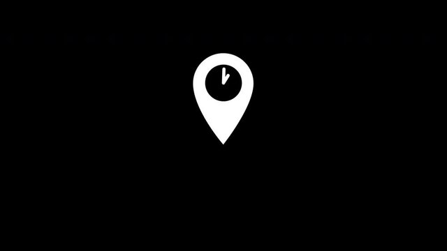 map pin and clock icon animation. 4K Video motion Animation.