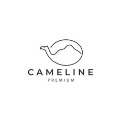 camel animal in desert line with logo vector icon symbol illustration design