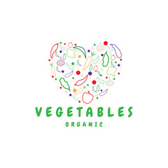 vector logo design template with vegetable icon in trendy linear style - abstract emblem for organic shop  health food shop or vegetarian cafe