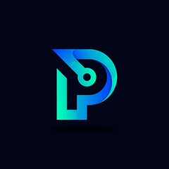technology logo with letter p concept