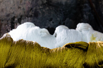 Silk threads in the dyeing workshop