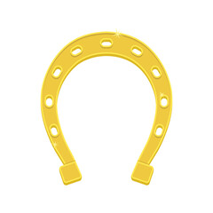 Golden horseshoe. Symbol of happiness, luck, wealth. Vector illustration.